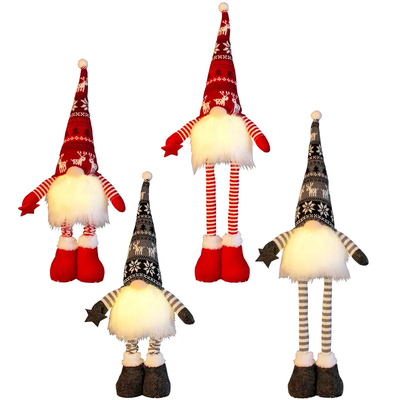 Luminous Long Leg Faceless Doll Christmas Glowing StretchDoll Striped Pants Rudolf Pendant New Doll Pendant Cute Glowing Pendant