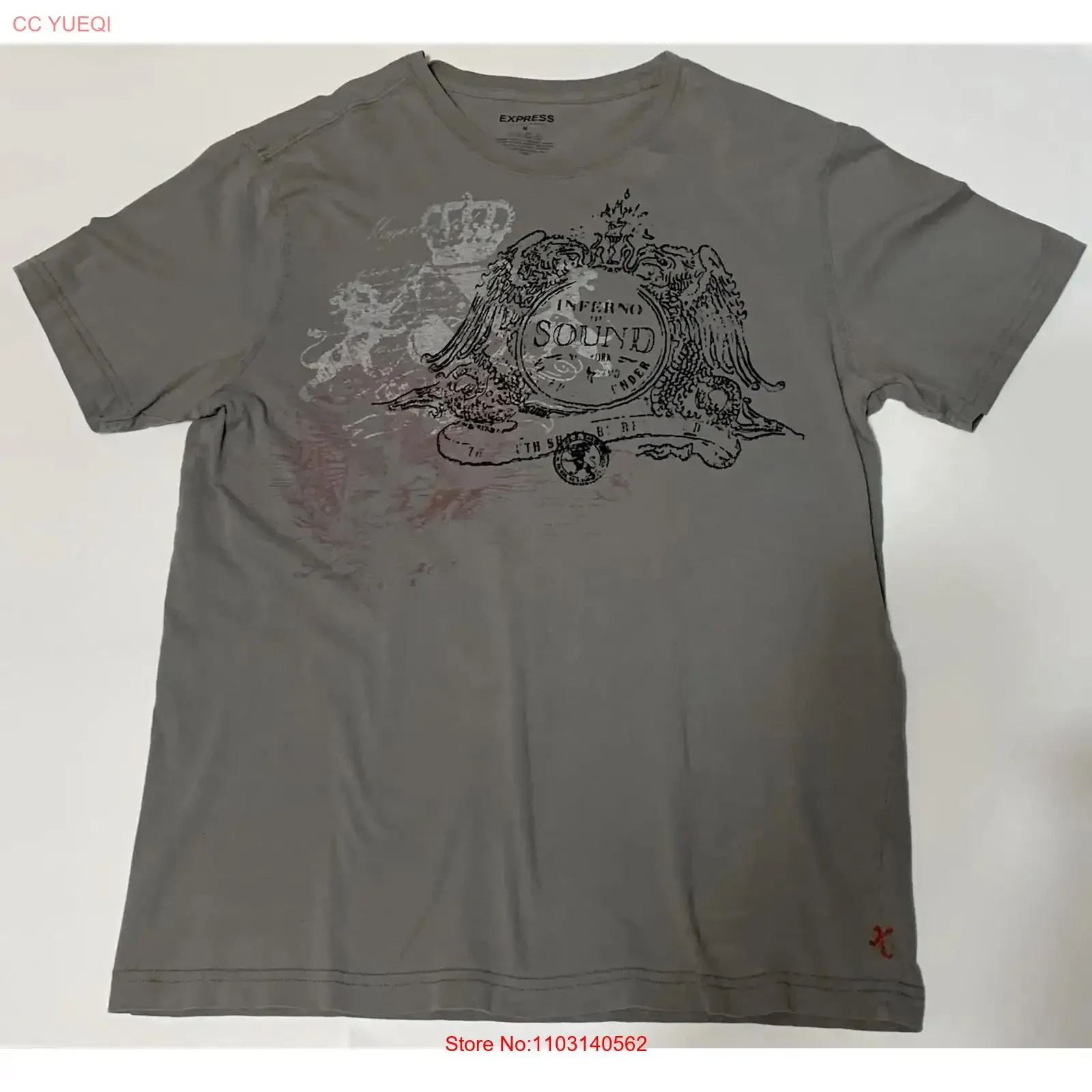 Camiseta Express para hombre M estampado Y2K Grunge Inferno Of Sound Crown Lion vintage lavado ropa de diseñador streetwear Casual ligeramente