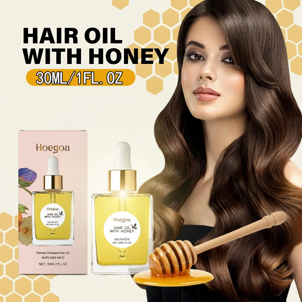 

Honey Hair Oil With Coconut & Almond Oil Nourishing Scalp Treatment Serum For Dry Damaged Hair Shine Repair Frizz Control