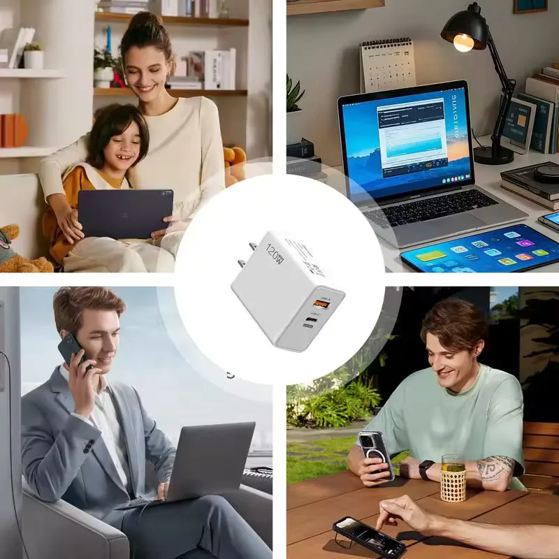 USB Type C Fast Charging 120W Mobile Phone Quick Charger Multi Ports Wall Fast Charger Travel Adapter For Xiaomi Samsung Huawei - náhled 5