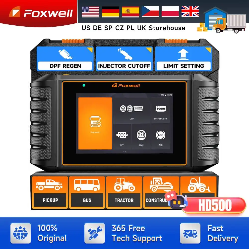 

24V Heavy Duty Truck Scanner DPF Regen Injector Cutoff Limit Setting Diesel FOXWELL HD500 Automotive Diagnostic Scan Tool