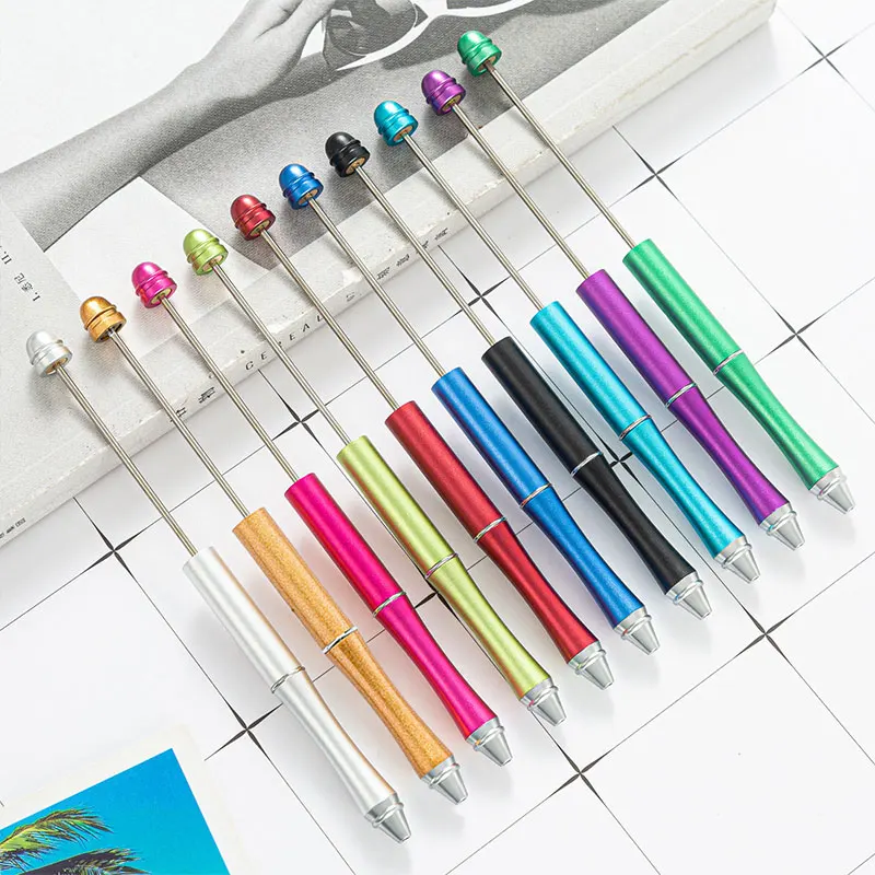 18Pcs Multicolor Metal Beadable Pen Bead Ballpoint Pen Metal Ball Pen for Guest Kids Supplies