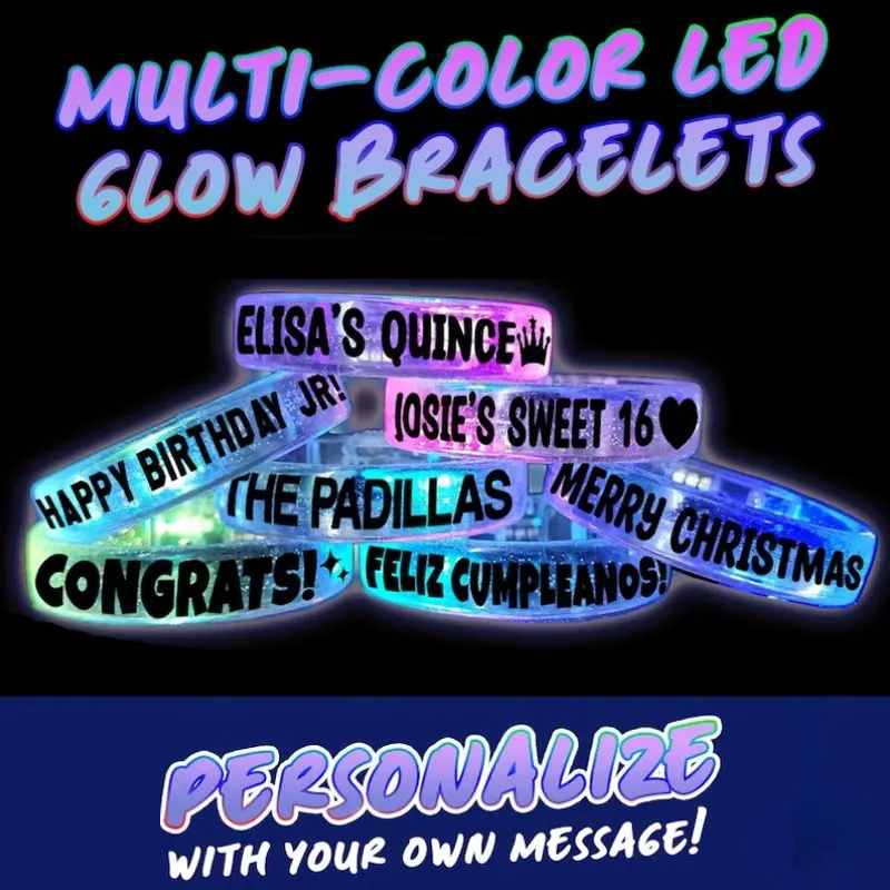 20/30/70 Uds pulseras LED personalizadas logotipo personalizado pulsera con luz intermitente pulsera cumpleaños neón fiesta de boda
