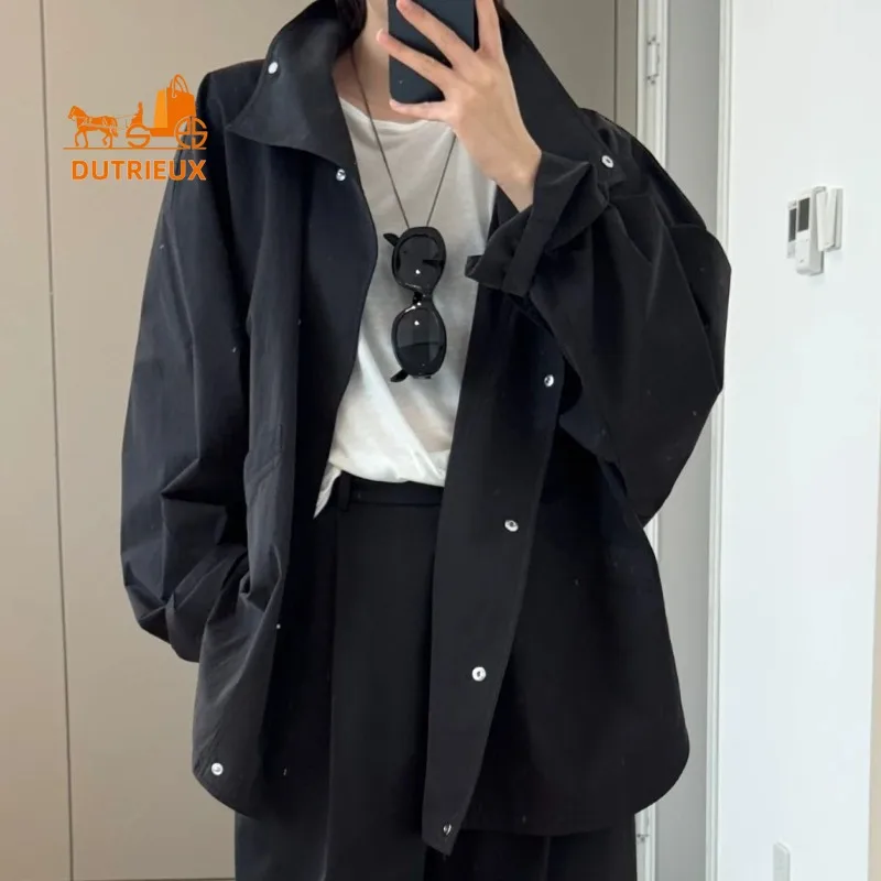 Autumn Women's High Collar Solid Color Single-breasted Jacket, 62% Cotton and 38% Nylon, Simple Fashionable and Versatile Coat