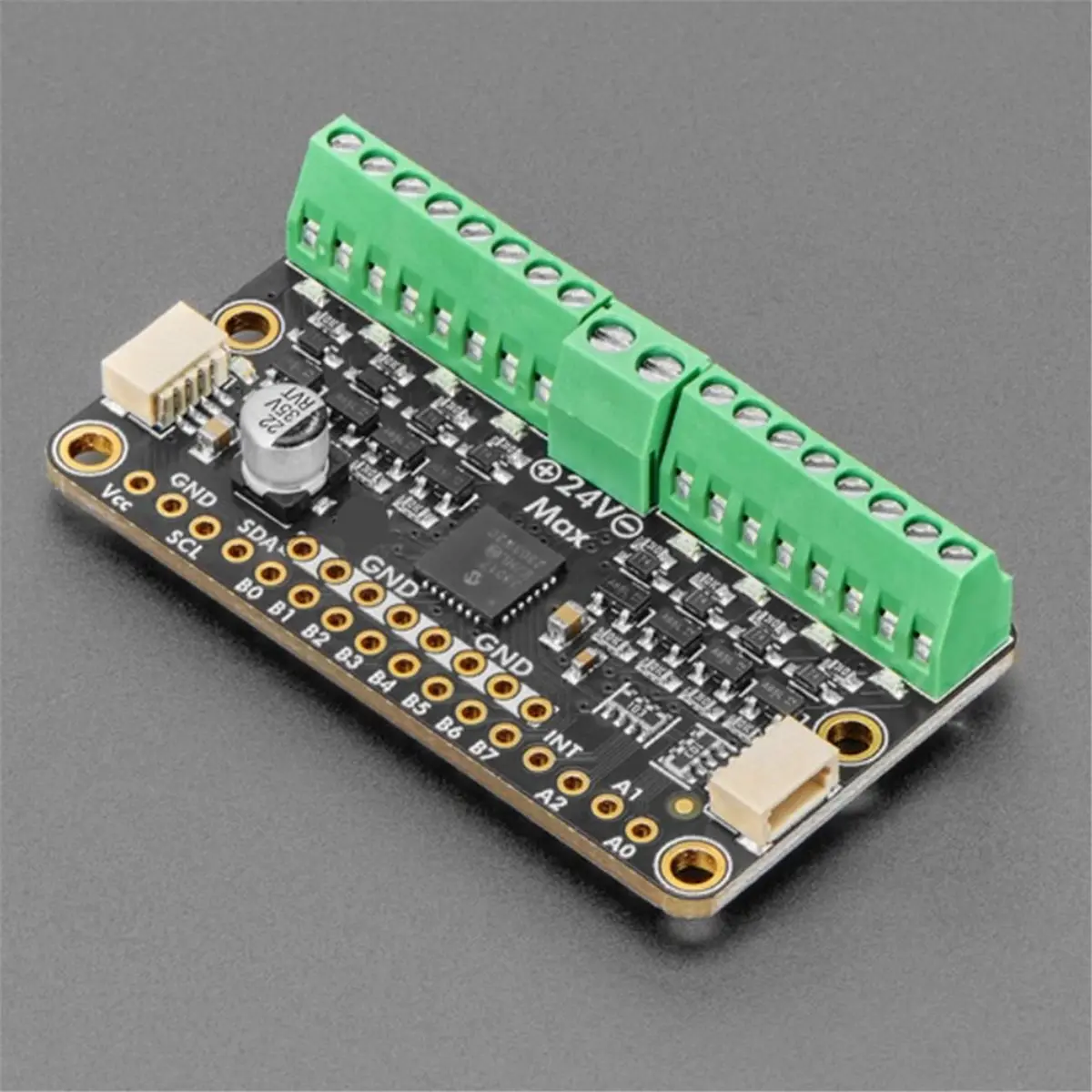 6318 for to 8 Channel Solenoid Driver Board - STEMMA QT / Qwiic Angled Shot of the MCP23017 8xMOSFET