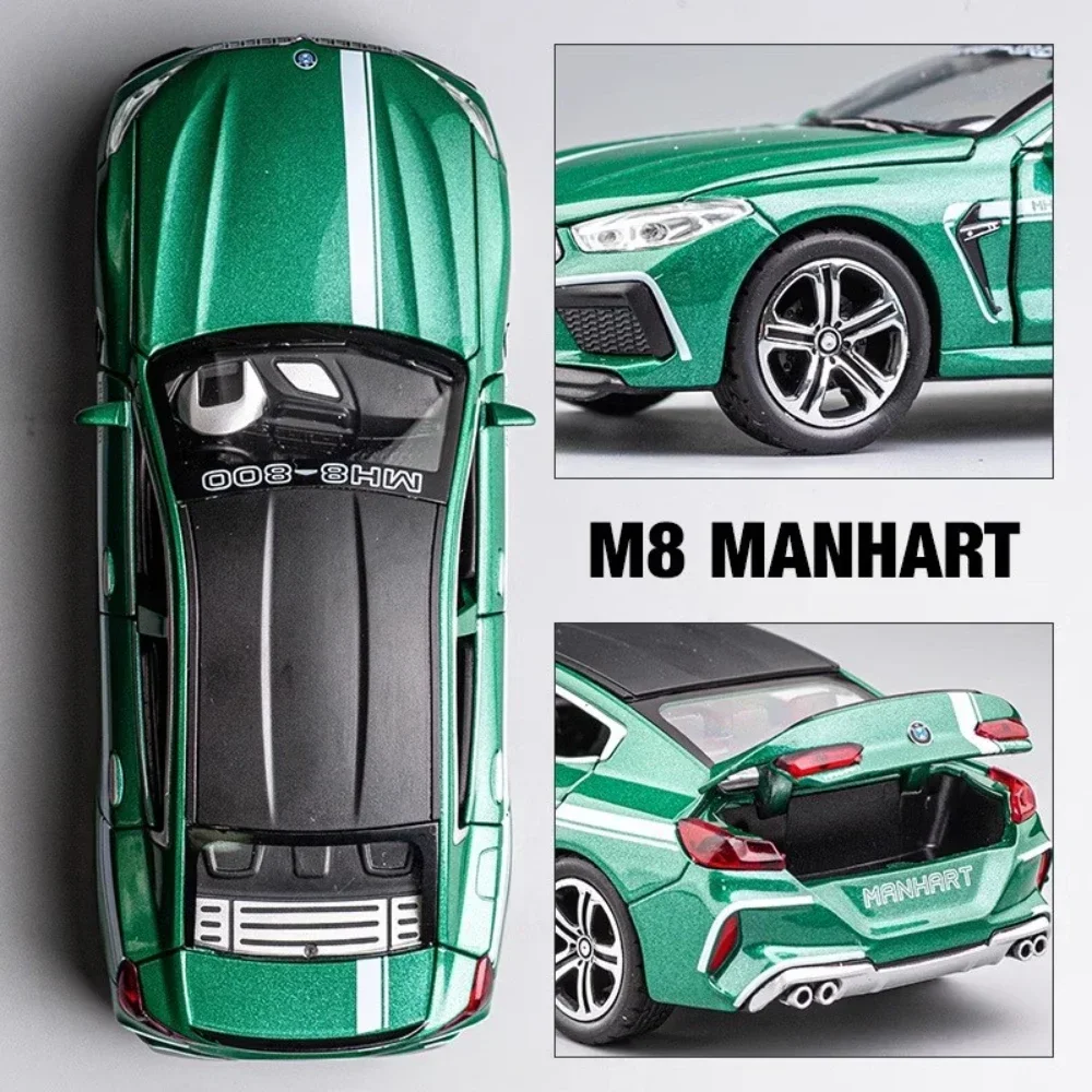 1:32 Scale BMW M8 MANHART Toy Car Model Metal Diecast Doors Opened Pull Back Simulation Vehicle Models Decoration Kids Gift BoyF
