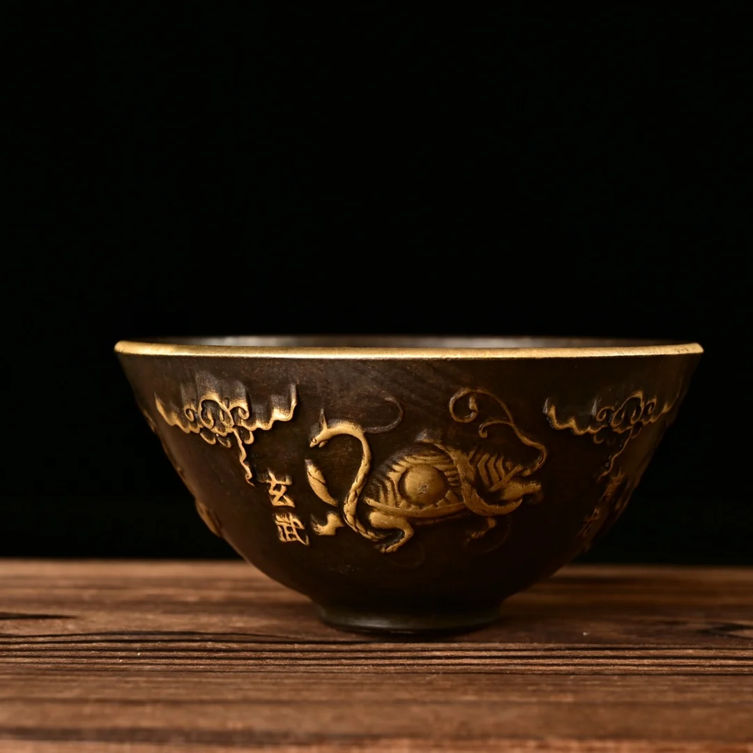 The Four Great Divine Beast Bowls with Pure Copper Dotted Gold Craft Are Exquisitely Crafted And Have A Beautiful Appearance