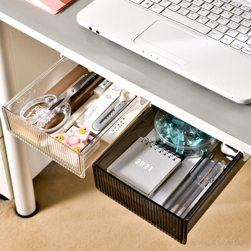 

Under Desk Storage Drawers Slide Out Stick On Desk Drawer Under Desk Organizer Hidden Under Table Drawer Transparent White Black