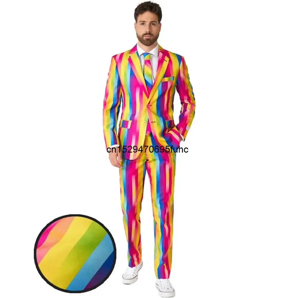 Fit Fashion 3-piece Rainbow Slim Glaze Premium Men's Suit Coat+Pants