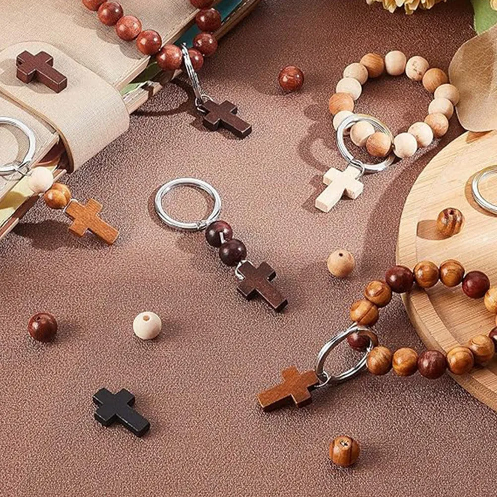 100Pcs Exquisite Wooden Cross Decor Compact Size Natural Wood Craft Cross Ornaments for Study Bedroom Office School Wall Shelf