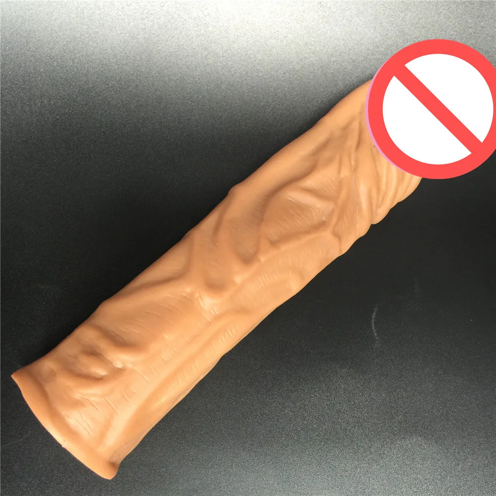 19*4 CM Super realistic and soft  penis extension sleeve increase in length girth sex toys for men penis enlarger