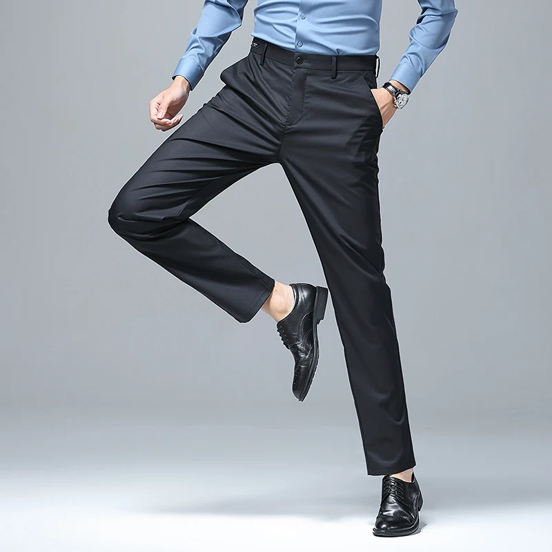 New Spring And Summer Fashion Versatile Comfortable Breathable Smooth And Stylish Pants For Men'S Casual Business Trousers