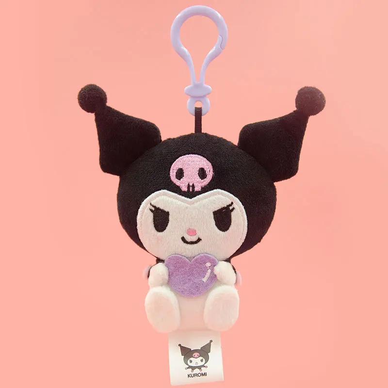 

Плюшевый брелок Sanrio Kuromi с фиолетовым сердцем, милый кавайный аксессуар для сумки, коллекционная игрушка, подарок