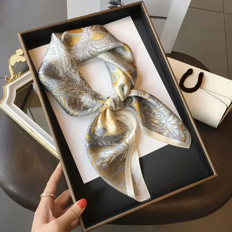 

100% Silk Scarf Women Hijab Female Luxury Brand Neck Tie Hair Hand Shawl Wraps Wirst Headkerchief Foulard Bandana