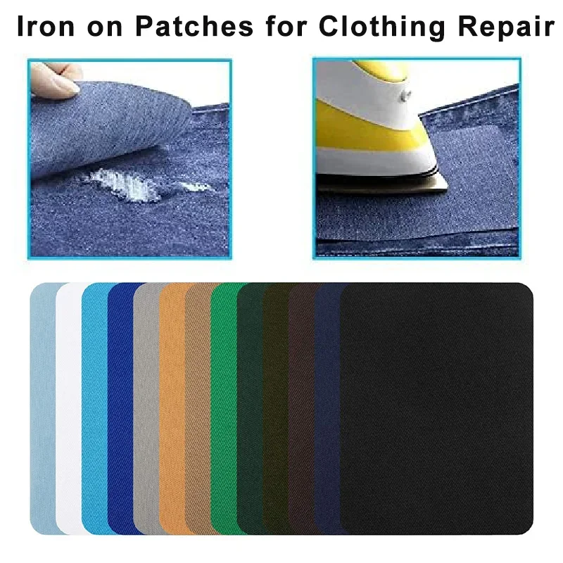 4Pcs Iron on Patches Clothing Repair Multi-Colored Fabric Patches Iron on Strong Glue Cotton Patch for Clothes Jean Repair Decor