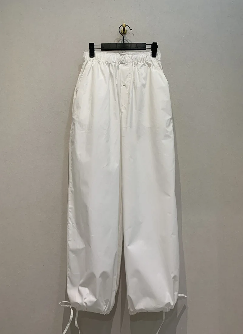 Kuzuwata Casual New Straight High Waist Pants Elegant Slim Fit Loose Soft Stripe Simple Trousers Japan Lace Up All-match Capris