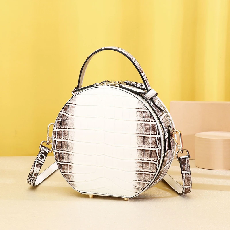 2026 Sunmer New Fashion Round Bag Women's Handbag Cowhie Leather Women's Bag Luxury Designer Genuine Leather Female Bag