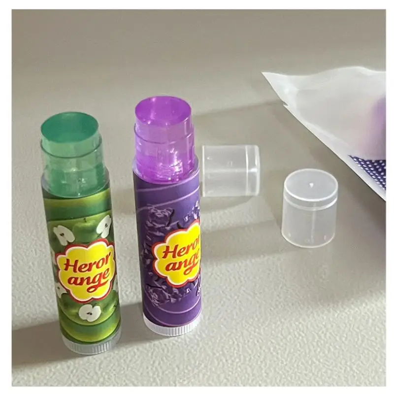 "1Pc HERORANGE Fruit Lip Balm – Clear Jelly Tinted Lipstick + Lip Primer Mask – Moisturizing Plump Lip Care Lighten Fine Lines