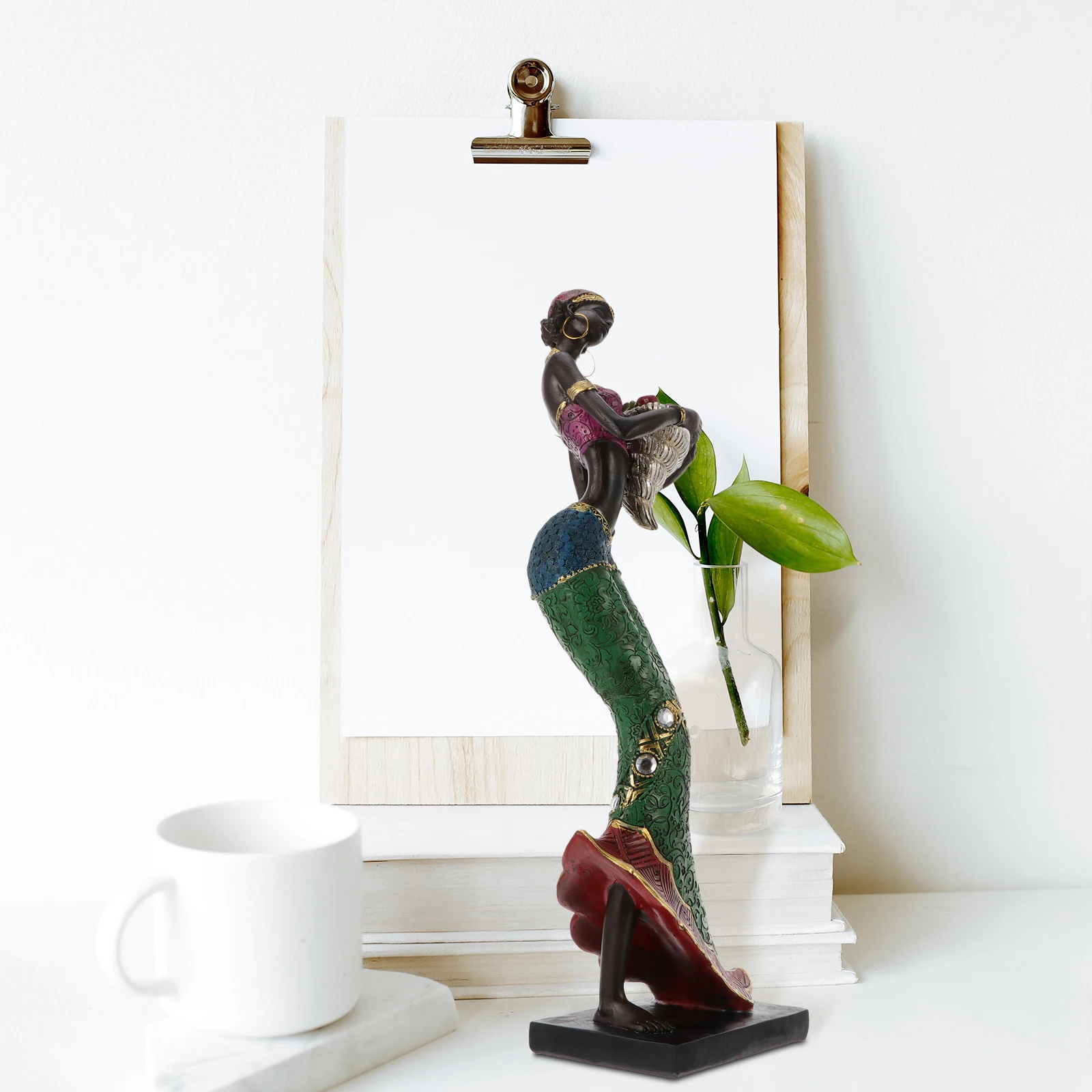 

1Pcs African Women Statue Resin Ethnic Style Home Office Desktop Decoration Art Craftwork Ornament Resin Figurines