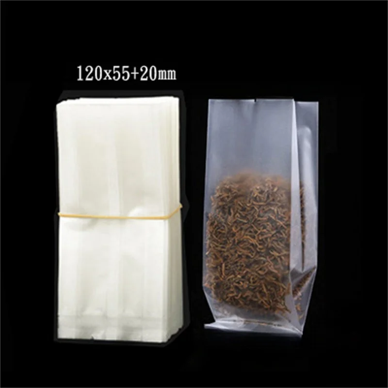 StoBag 50/100pcs Transparent Frosted Packaging Bag Long Plastic Heat Sealing for Coffee Scented Tea Powder Storage Gift Pouches