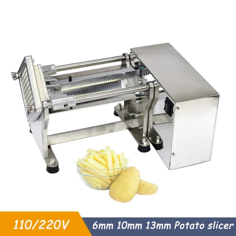 Electric French Fries Cutter 6/10/13mm Automatic Potato Chips Strips Carrots Cutter Vegetable Shredding Machine