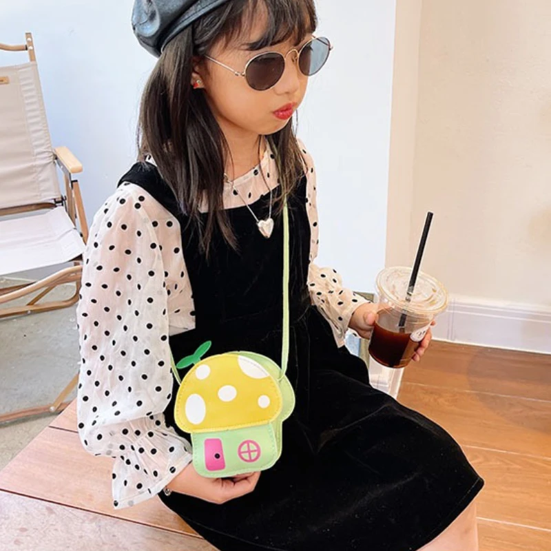 1-5 قطع الكرتون الفطر البيت عملة المحفظة بو حقيبة كروسبودي الأزياء الكورية نمط حقيبة كتف للفتيات الاطفال هدية الكريسماس #6