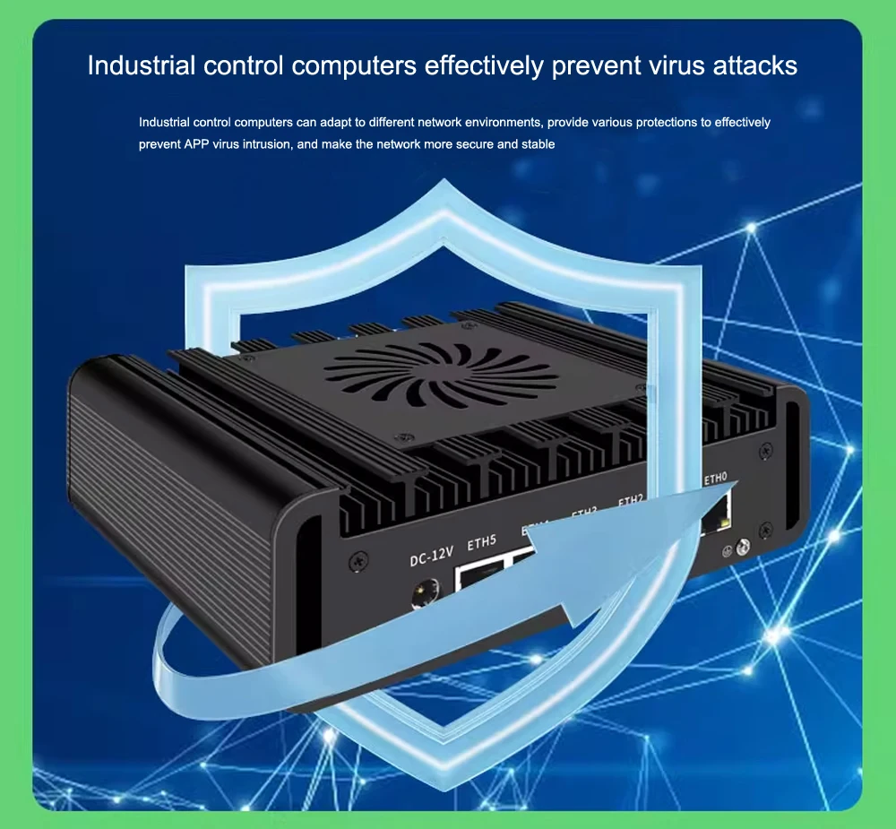 6x Intel i226‑V 2.5G LAN Firewall Mini PC Intel N150 J6412 Metal Industrial Computer PC With Fan COM DDR4 M.2 SSD Home Server