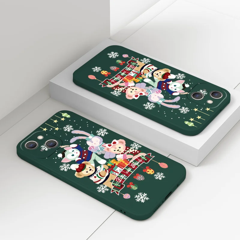 Funda boże narodzenie disney duffy rodzina płynny silikonowy futerał na telefon dla iPhone 14 13 12 mini 11 pro xs max X XR 6 7 PLUS para prezent