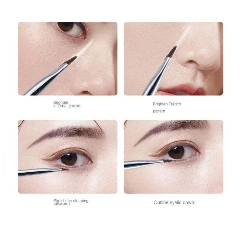 2Pcs Blade Eyeliner Brush Ultra Thin Fine Angle Flat Eyebrow Brush Under The Eyes Place Precise Detail Brush tools