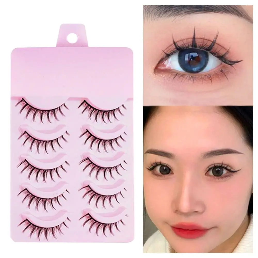 5ペア高品質フィッシュテールつけまつげデイリーメイクブラックアニメまつげナチュラルマンガまつげ