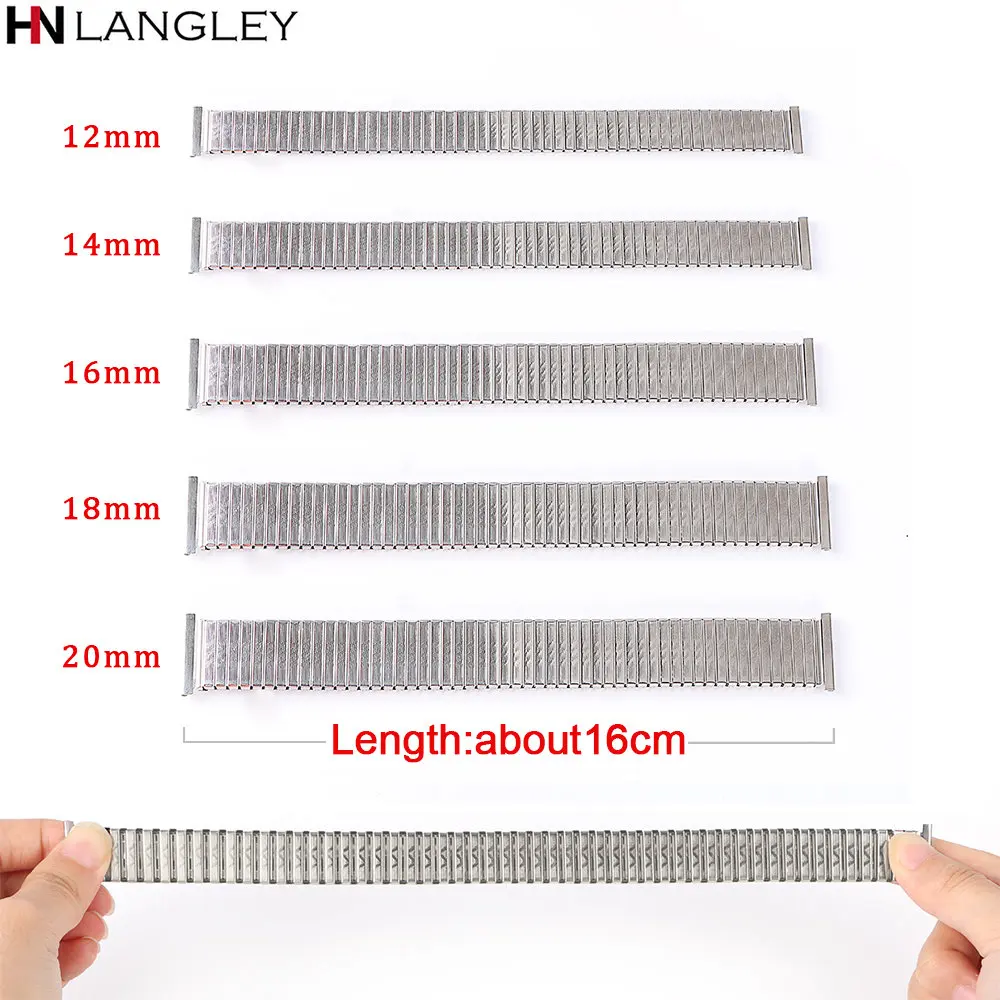 Stretch Expansion Stainless Steel Watch Band Elastic Watch Strap Retractable Wristband Accessories Bracelet 12 14 16 18mm 20mm