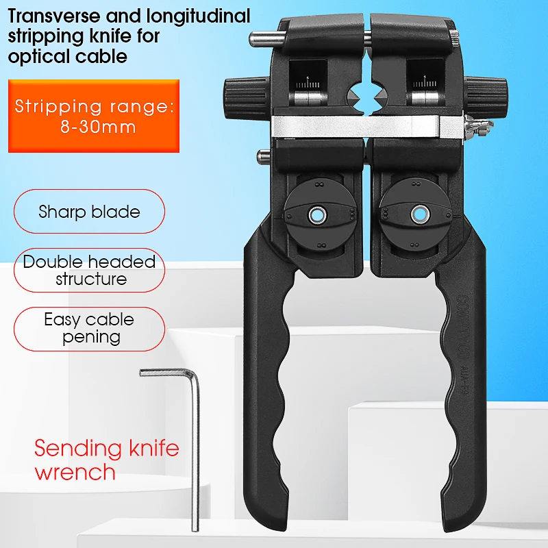 

8-30MM Longitudinal Cable Stripping A-F9 Fiber Optic Cable Transverse cable cutter bidirectional stripper FTTH Tool