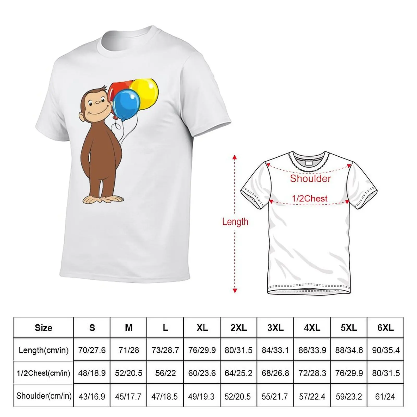 balloons George Curious with T-Shirt Work Duty Casual T-Shirt