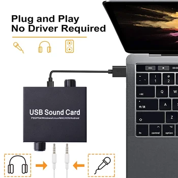 Professional USB-C External Sound Card 3.5mm Headphone Microphone Audio Adapter Support Volume Control for PC Laptop Desktop