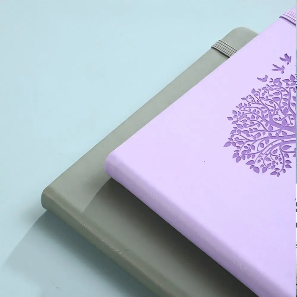 Caderno de diário simples de couro pu com alça elástica, bloco de notas de bolso a5, capa macia, escrita espessada, material escolar