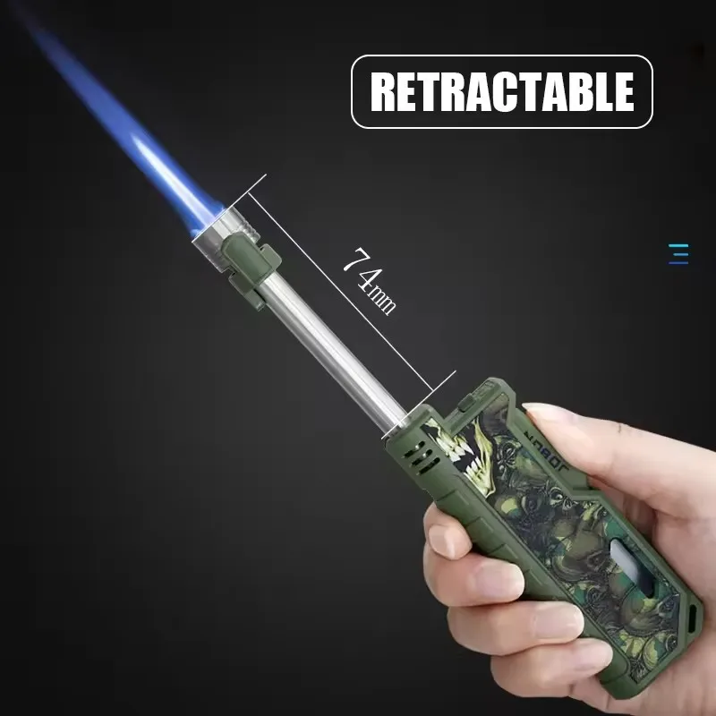 JOBON Retractable Lighter Windproof Blue Flame Safety Lock Design Visual Gas Window Adjustable Flame Size Ignition Tool