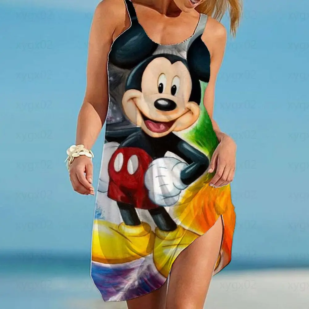 Robe imprimée Disney Minnie Mouse pour femmes, tenue élégante, Cool, Sexy, ample, à la mode, dessin animé, plage, Boho, fête, ét