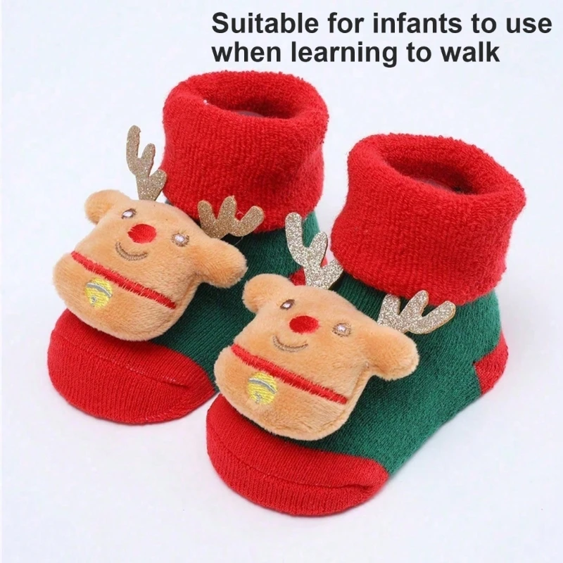 Baumwollmischung für Neugeborene mit rutschfesten Socken, bequeme Babysocken, Unisex-Säuglingssocken, warme Socken für den ersten Schritt des Babys – Detail 10