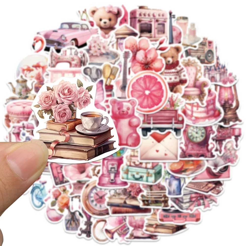 10/50PCS Vintage Pink Girls Decoration Graffiti Stickers DIY Diary Suitcase Scrapbook Phone Laptop Luggage Kawaii Decal Sticker