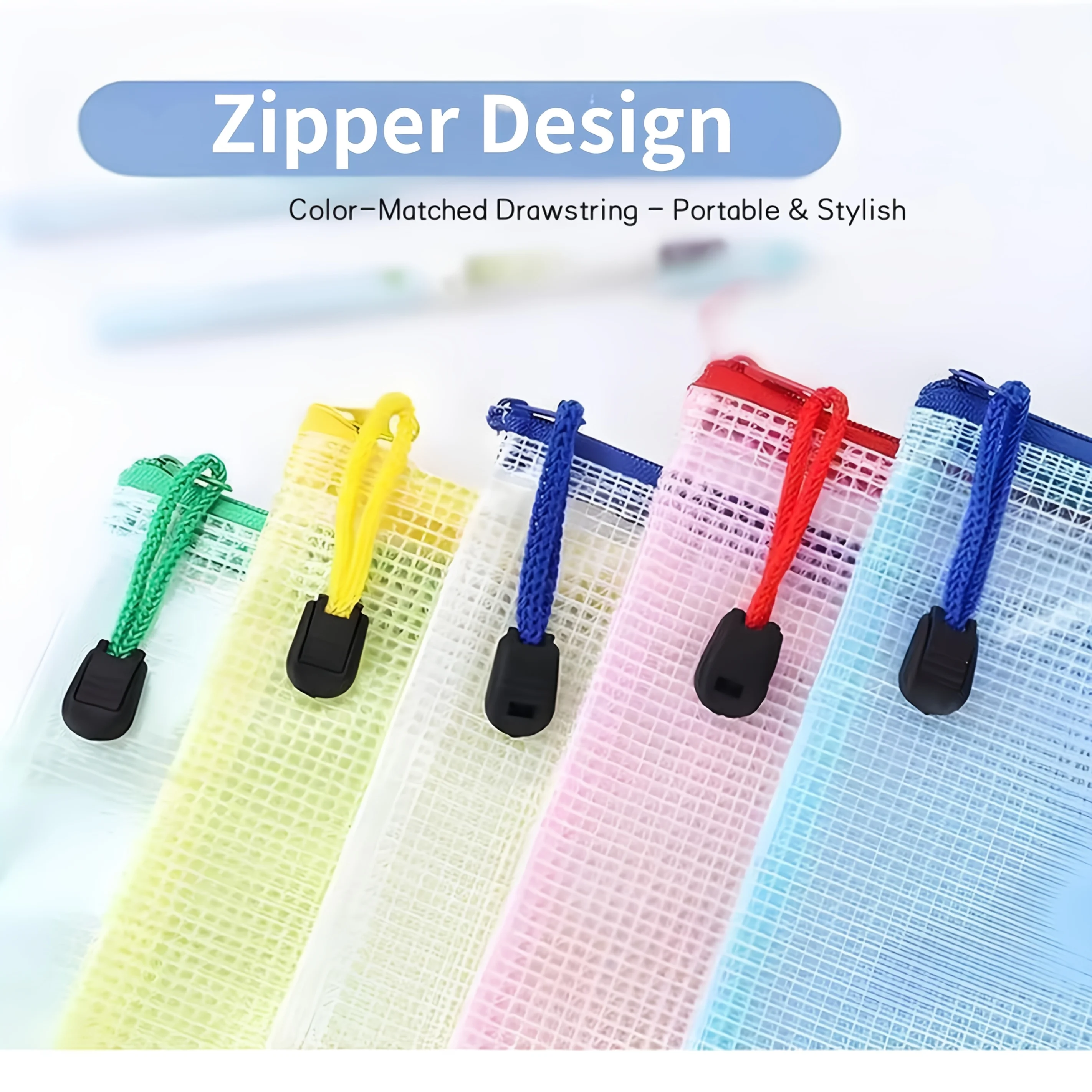 4pcs A4 Mesh Document Pouch | Thickened Zipper File Bags, Colorful PVC Document Organizer for Office School Supplies