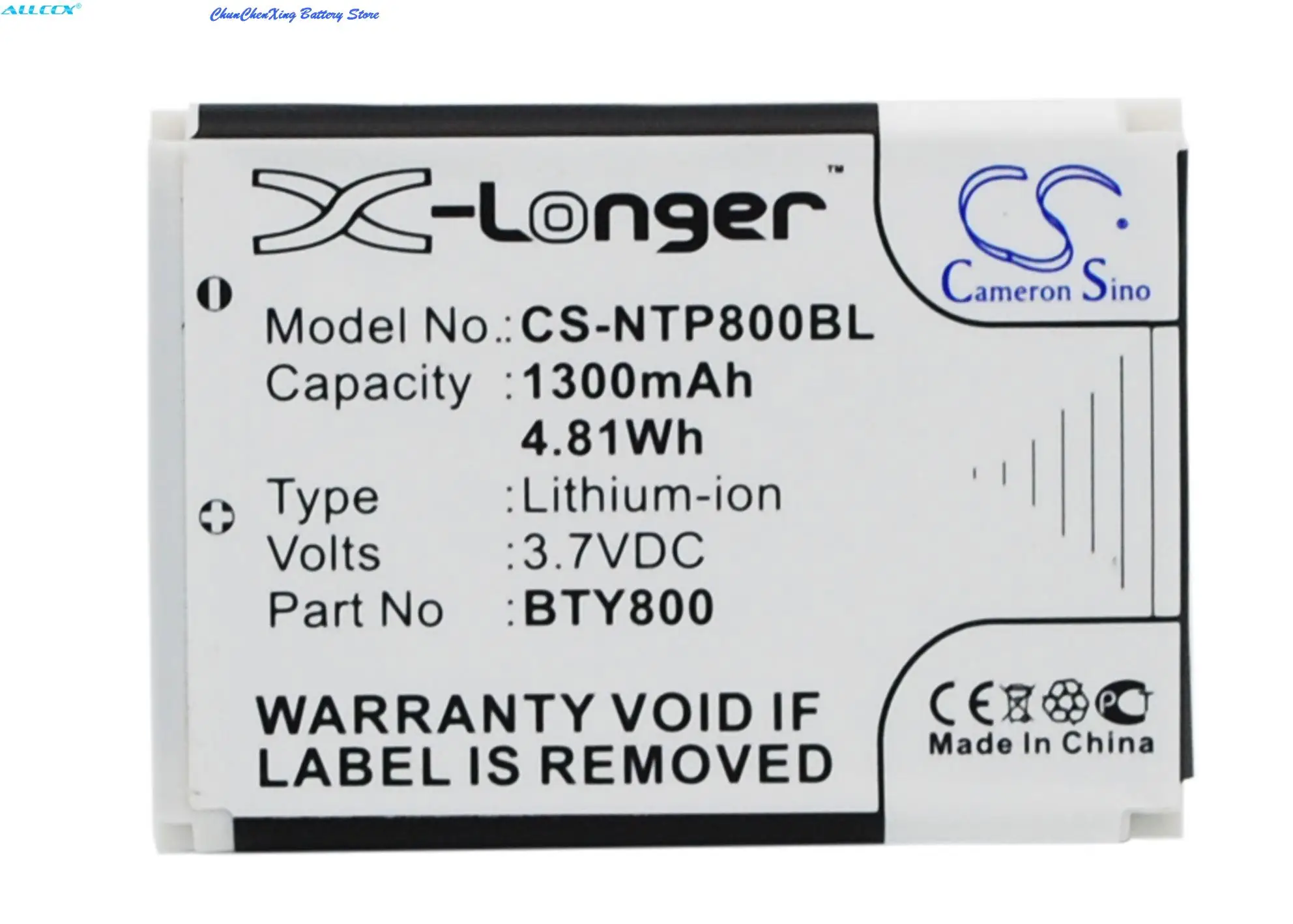 100% NEW  1300mAh Battery BTY800 for CipherLab 8000, 8200,8300,CPT-8300, For Newland NLS-PT800,NLS-PT850,NLS-PT850B,NLS-PT853