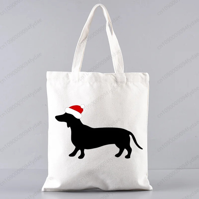 Dachshund Cute Dog Harajuku Art Shopping Bags  Printed Cartoon Reusable  Bag Handbag Shoulder Bags Custom Handbags Women