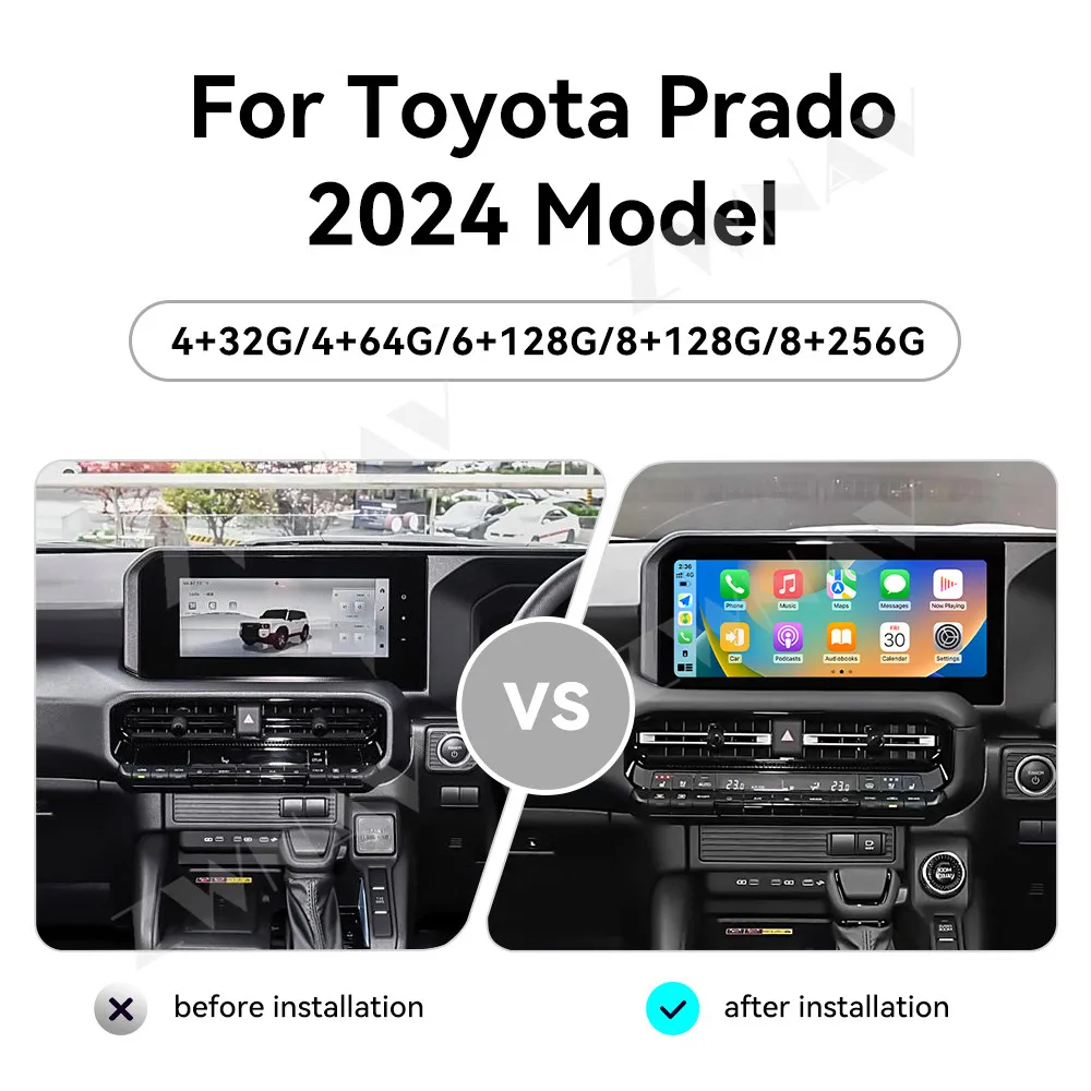 

ZWNAV Android for Toyota Prado LC250 2024 Low-end Upgrade Car Stereo Radio Multimedia Player GPS Navi Carplay Auto Audio HU
