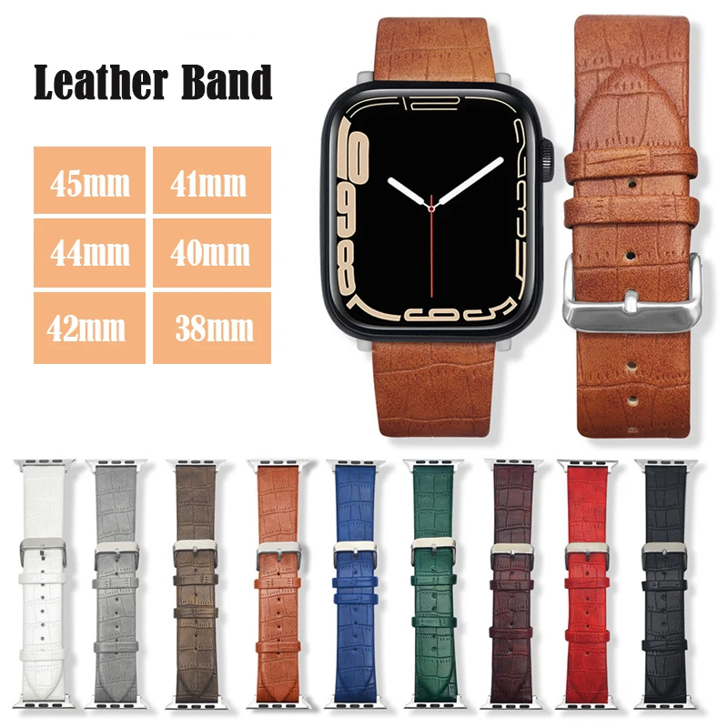 Da Thật Đeo Dây Đồng Hồ 40Mm 41Mm 44Mm 42Mm 38Mm Correa 45Mm thể Thao Đồng Hồ Thông Minh Smartwatch Bracelet IWatch Serie SE 7 6 5 4 3