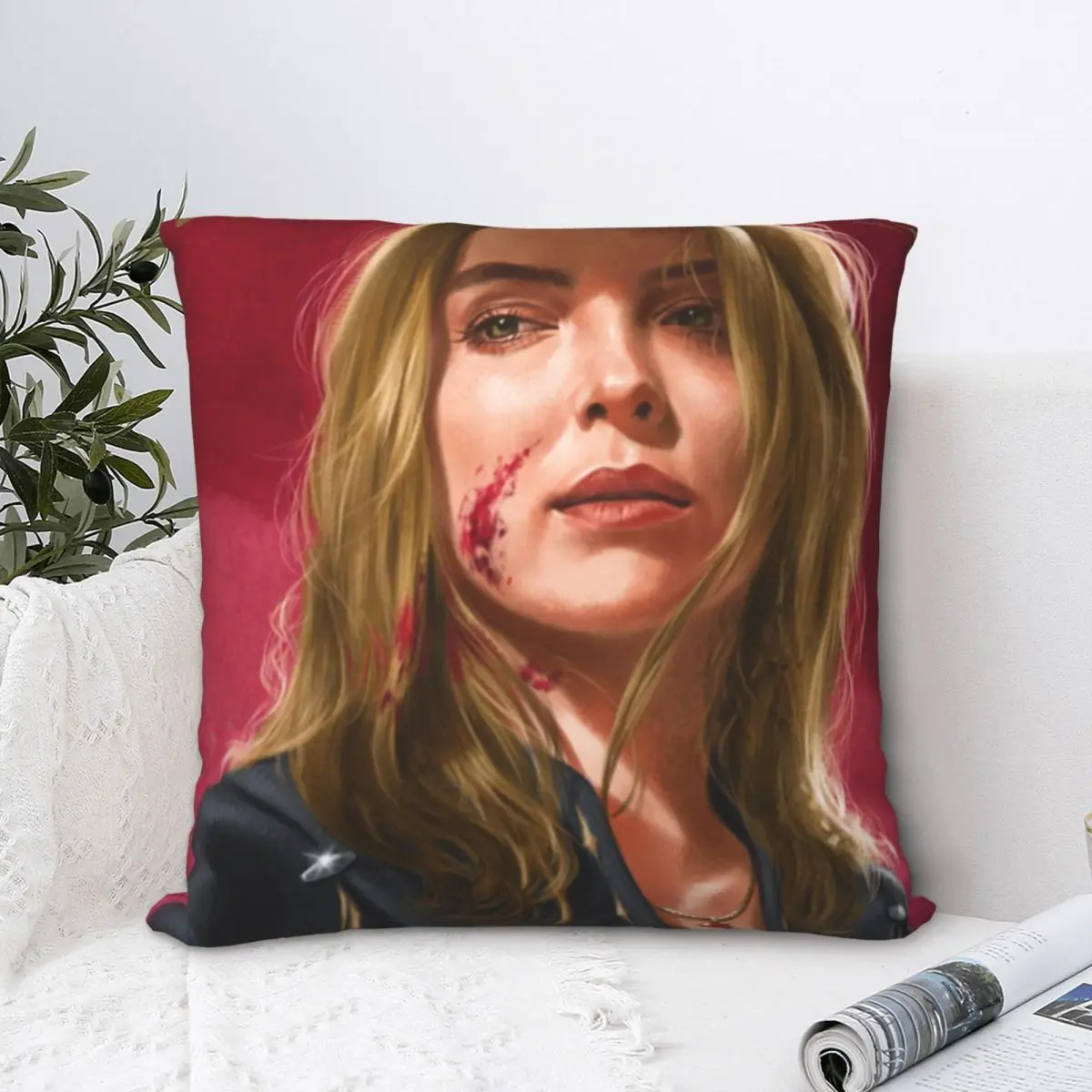 

Killing Eve - Villanelle Painted Portrait Square Pillowcase Polyester Pillow Cover Velvet Cushion Zip Decorative Throw Pillow