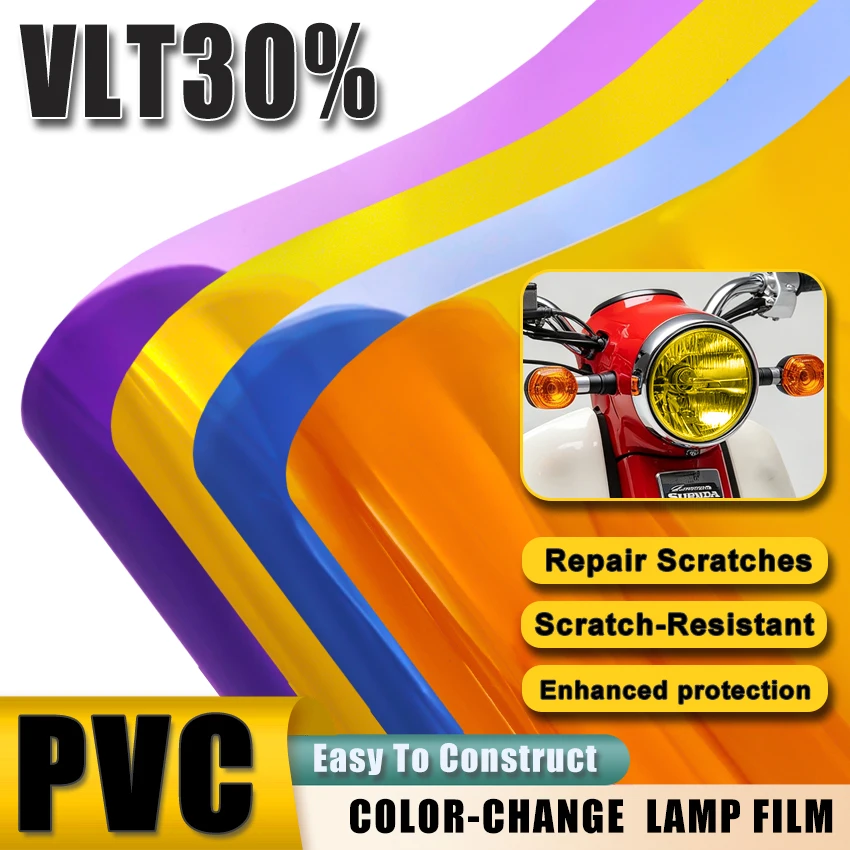 Película de Vinilo para Faros Delanteros y Traseros de Automóvil con Tinte VLT 30%, Adhesivo Protector que Cambia de Color para Cubrir Faros Antiniebla