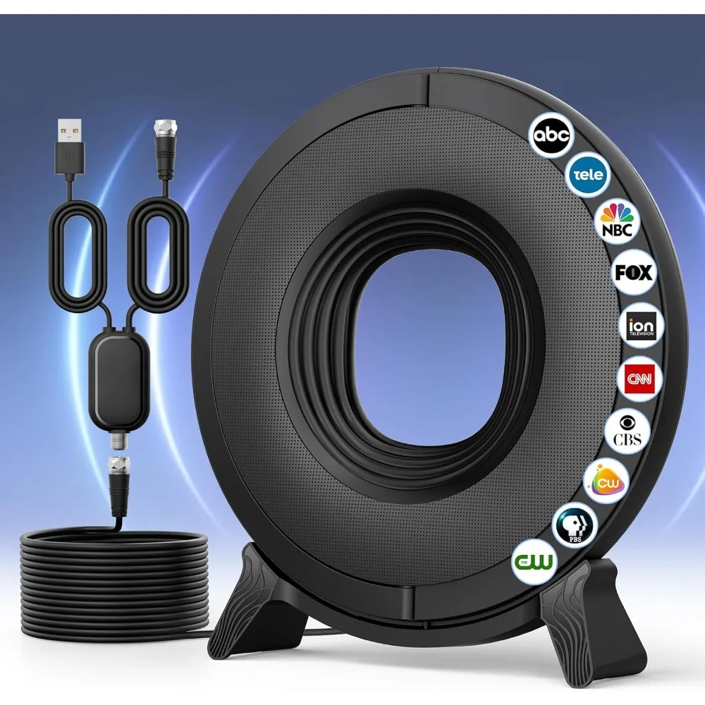 

Indoor TV Antenna Long Range 360 Degree Reception Digital HD Antenna for Smart TV 4K 1080P VHF UHF Local Channels