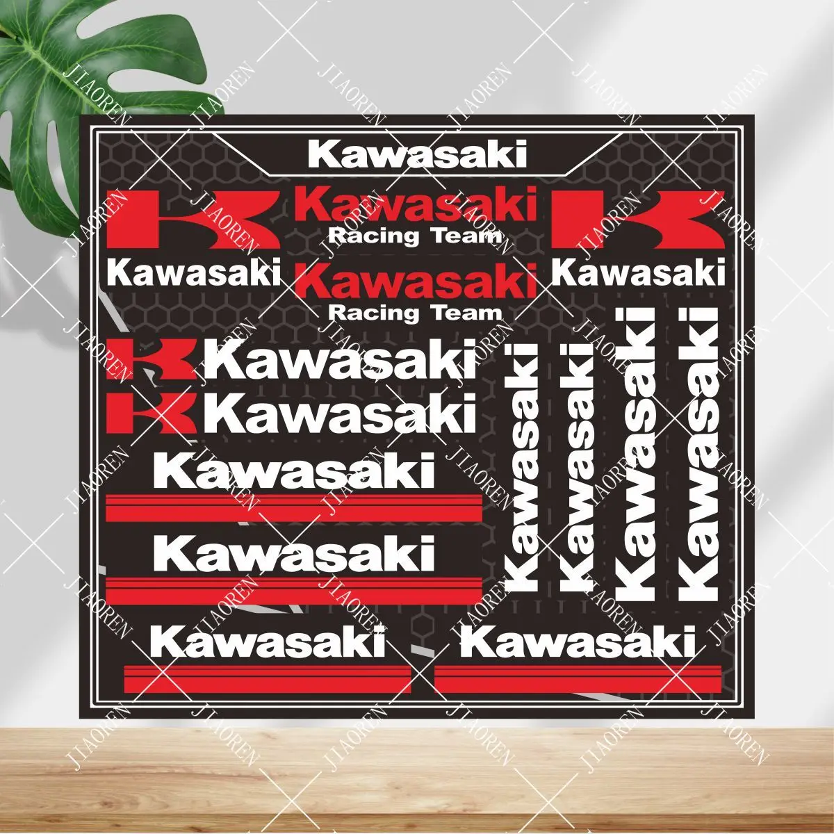 

Виниловая наклейка Kawasaki с логотипом, мотоциклетный бак, шлем, красная наклейка, набор # 8