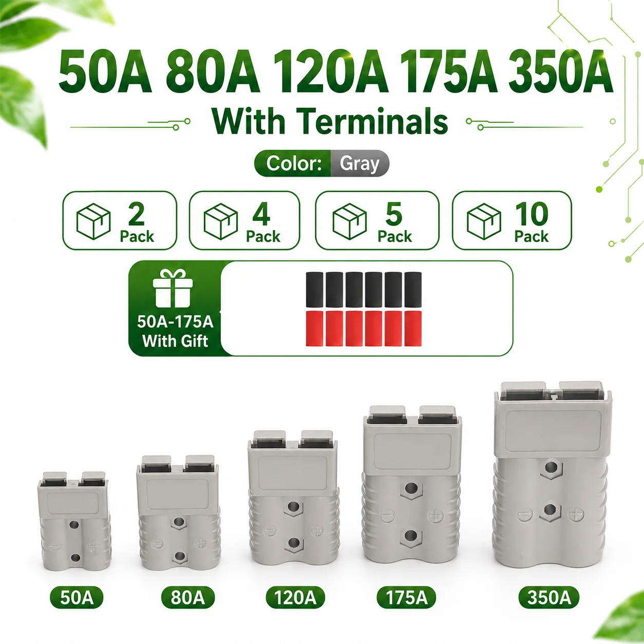 

2/4/5/10PCS 50A 80A 120A 175A 350A Battery Quick Connect Disconnect Connector 600V Towing Winch Quick Connect Wire Harness Plug