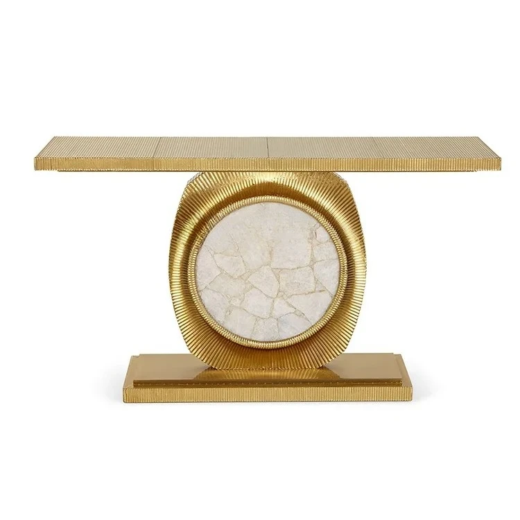 

American solid wood golden corridor entrance table high-end villa new console modern and simple, end view table